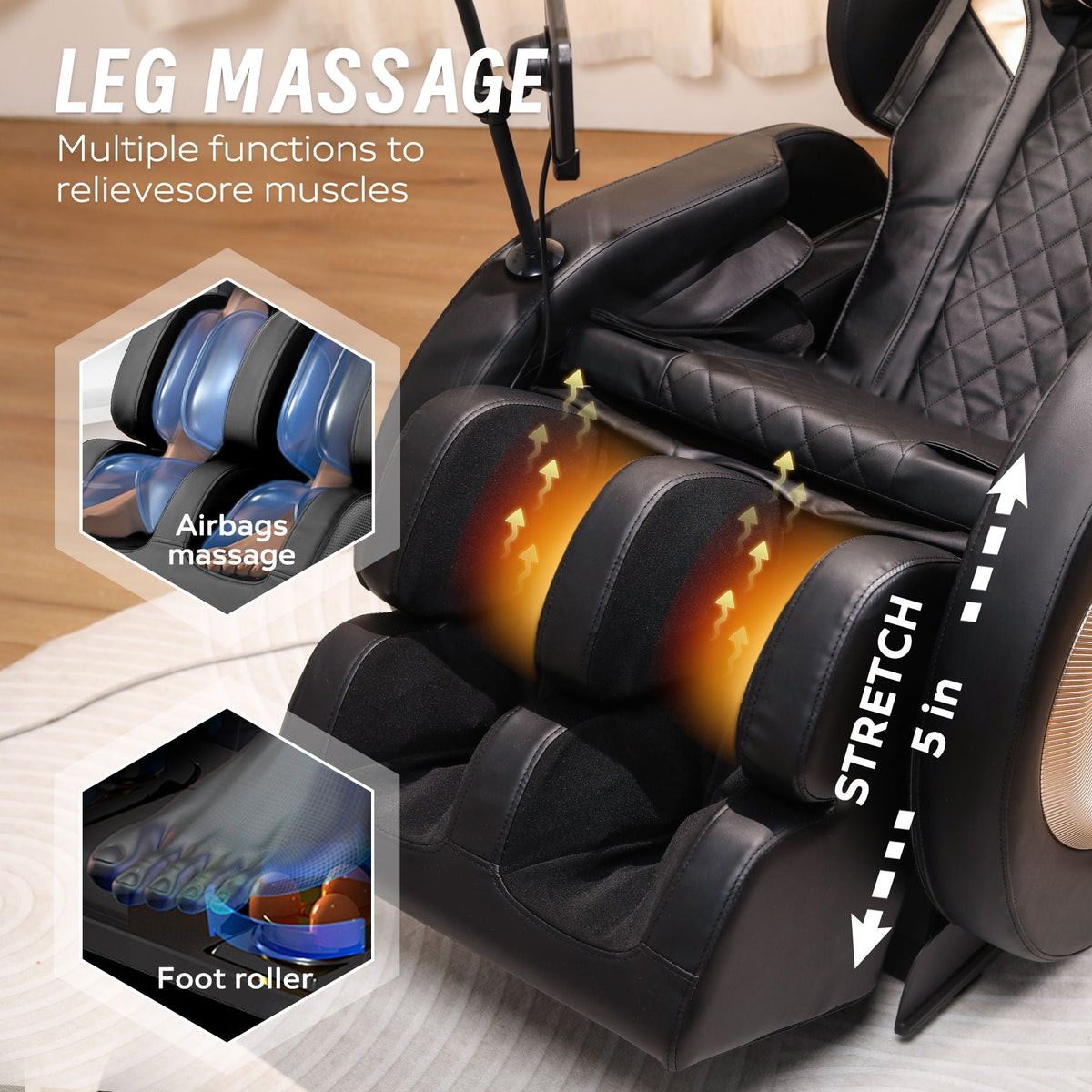 Automatic Massage Chair Recliner With Zero Gravity And Full Body Air Pressure - Black