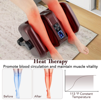 Foot and Calf Massager with Heat Shiatsu Deep Kneading Rolling Smart Electric Leg Massager-Red