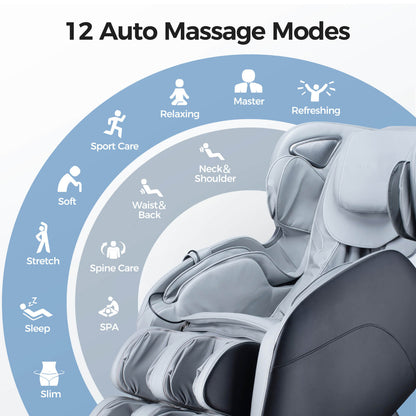 Bosscare Full Body 3D Zero Gravity Shiatsu Recline Massage Chair With Waist Heating (SAK37215)