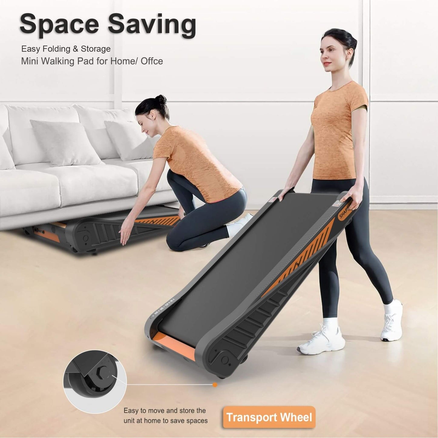 Rovix Portable Compact 2HP Under Desk Treadmill With Safety Key And Wheels for Home And Office Workouts (SAK72810)