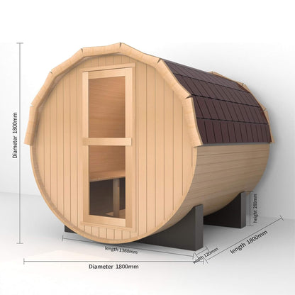 Thermora Haven Premium All-Weather Outdoor Pinewood Barrel Sauna Kit With 4.5KW Heater And Tempered Glass Window [Made-To-Order] (SAK91462)