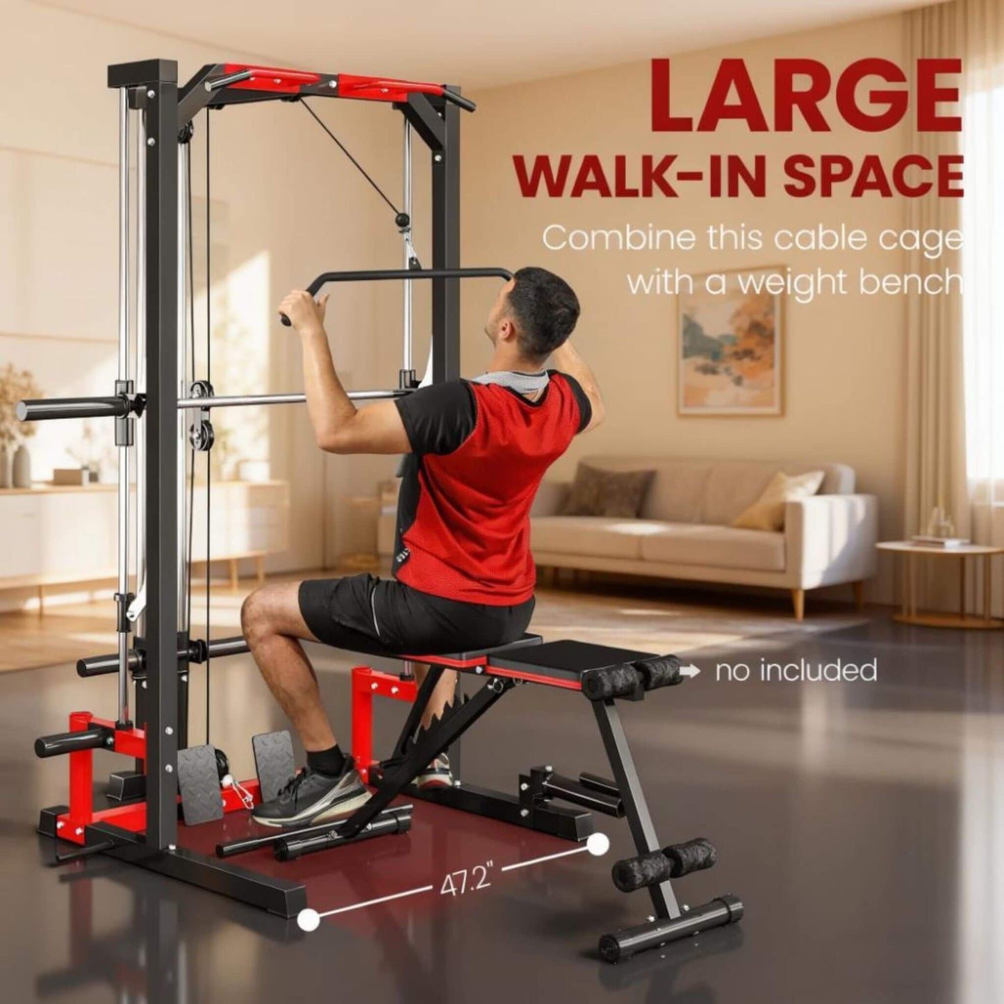 Rovix All-In-One Home Gym Squat Rack With Pull Up And Lat System (SAK95431)